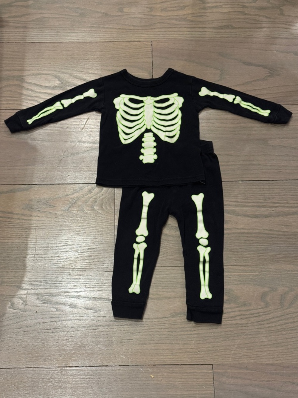 GAP Black and Neon Green Glow-In-The-Dark Skeleton Top